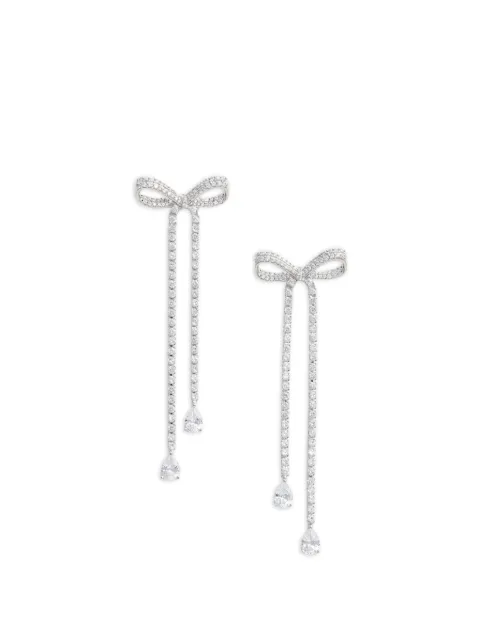 Self-Portrait crystal-embellished bow-detail earrings Silver PF26629ESL
