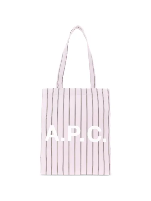 A.P.C. striped logo-print tote bag Pink COHLJM61442