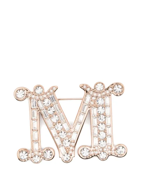 Max Mara crystal M logo brooch Pink 2624756041