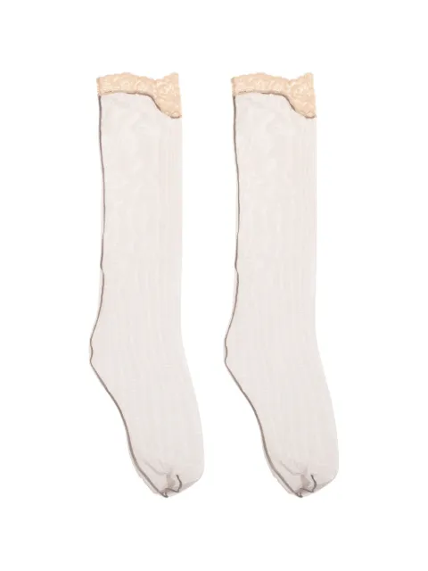 Valentino Garavani lace-trim mesh socks Neutrals BKI06VADJ
