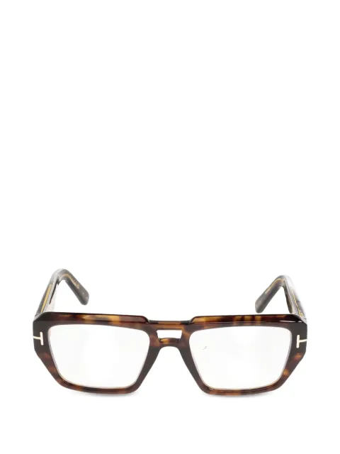 TOM FORD Eyewear tortoiseshell-effect T-motif glasses Brown FT6077B