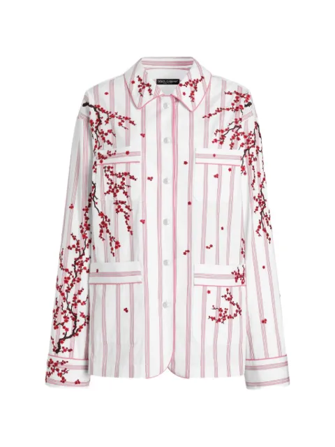 Dolce & Gabbana vanity shirt with flower embroidery White F5U32ZGDDSU