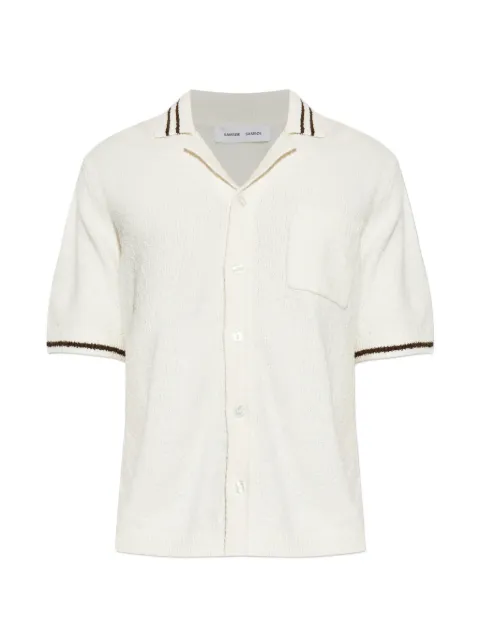 SAMSOE SAMSOE Sapedro striped-trim bouclé shirt Neutrals M26200062