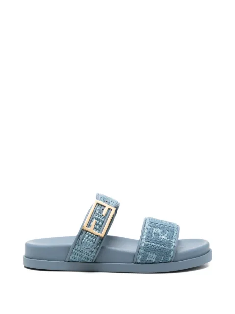 FENDI Feel Slide buckled flat sandals Blue 8X8710AY2E