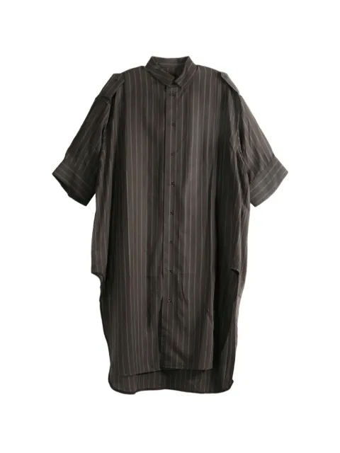 Omar Afridi vertical-stripe epaulette shirt Brown OASS26SHR10301