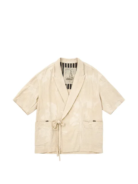 Ziggy Chen tie-fastening notched-lapels shirt Neutrals 0M2610726