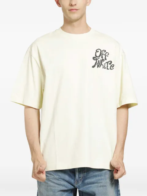 Off-White logo-print T-shirt Green OMAA120S26JER00M3031