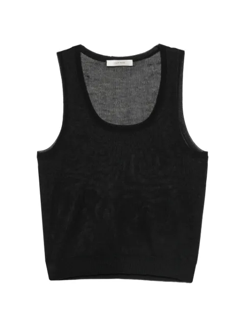 IVORY PARIS Serena scoop-neck ribbed-knit top Black SERENABLACK
