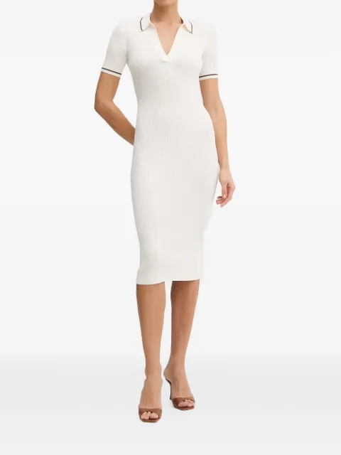 Armani Exchange cable-knit polo-collar midi dress White XW002244AF10352U
