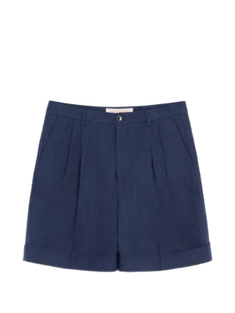 Valentino Garavani linen cuffed bermuda shorts Blue VRDE30AKR