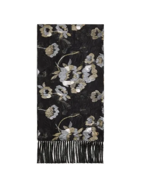 Valentino Garavani Camelia silk scarf with metallic fiber Black WET028GQA