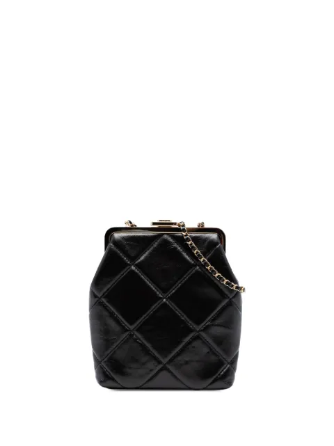 CHANEL Pre-Owned 2020 Small CC Quilted Lambskin Kisslock Frame Clutch crossbody bag Black BTN2NFA3S11RHLHX