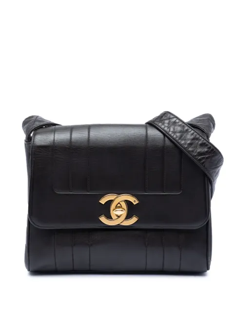 CHANEL Pre-Owned 1991-1994 CC Vertical Quilt Lambskin Flap crossbody bag Black 34XJIU3J61IOQI9M