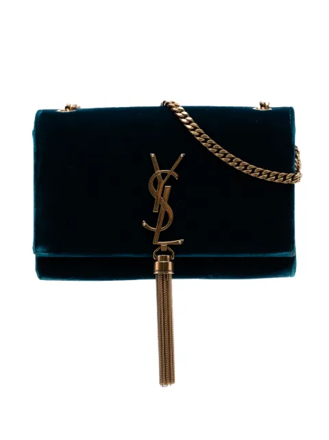 Saint Laurent Pre-Owned 2013-2026 Small Velvet Monogram Kate Tassel crossbody bag Blue 03JZPHI0U9TKUA08
