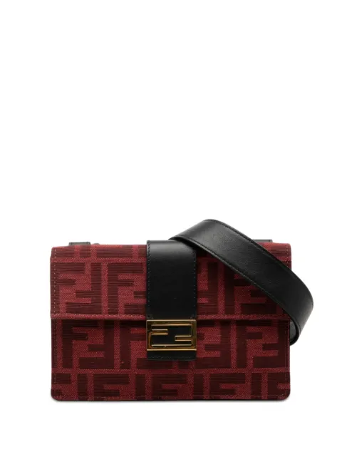 Fendi Pre-Owned 2010-2026 Zucca Canvas Convertible Baguette Pouch crossbody bag Red ZWR9UTR5KVPCEC5K
