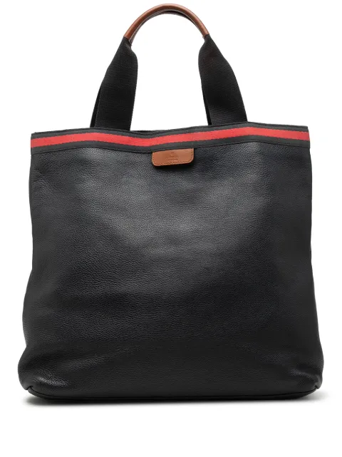 Gucci Pre-Owned 2000-2015 Calfskin Web tote bag Black RT8PJXMRTXMVTTF1