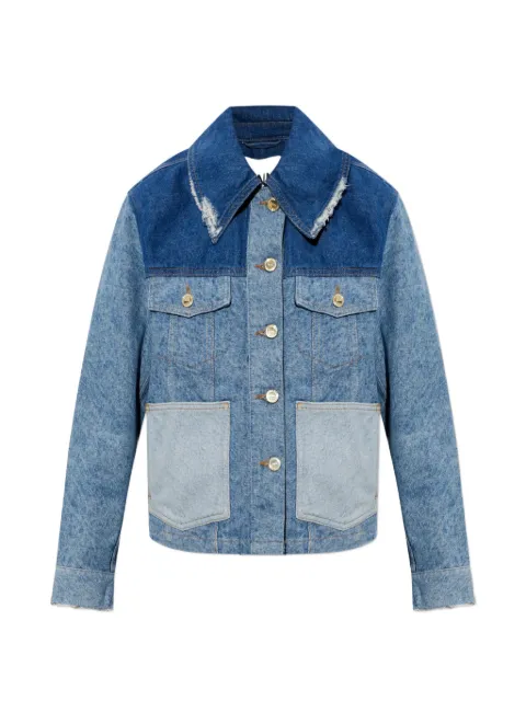 GANNI panelled distressed denim jacket Blue A101018012078
