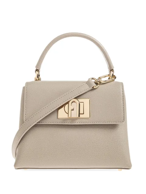 Furla mini 1927 logo-plaque leather tote bag Grey WB00109ARE0004897