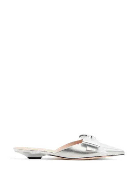 Valentino Garavani Bowow mules in laminated-nappa 20mm Silver WS0NP0KDR