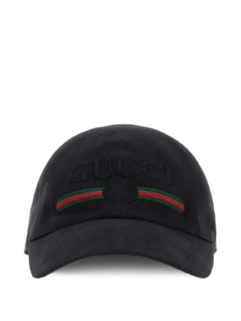 Gucci Web-stripe embroidered baseball cap Black 8757364HBKG