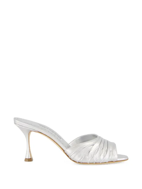 Manolo Blahnik Pirua nappa leather heeled mules Silver 1252951