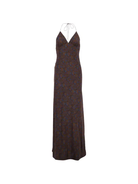 Matteau Low-back halter silk maxi dress Blue LBHDRPR