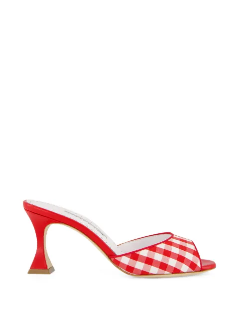 Manolo Blahnik Jadara cotton gingham mules Red 2262195