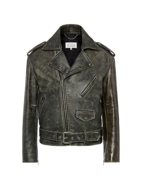 Maison Margiela distressed leather biker jacket Black S50AM0668M07024