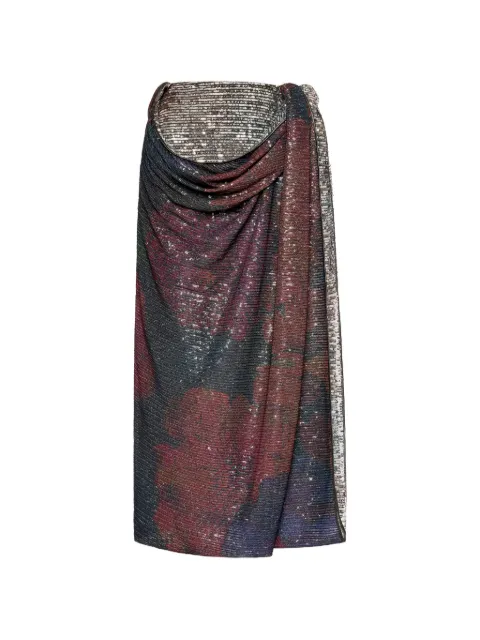 Maison Margiela printed paillettes draped maxi skirt Black S51MI0017M20263