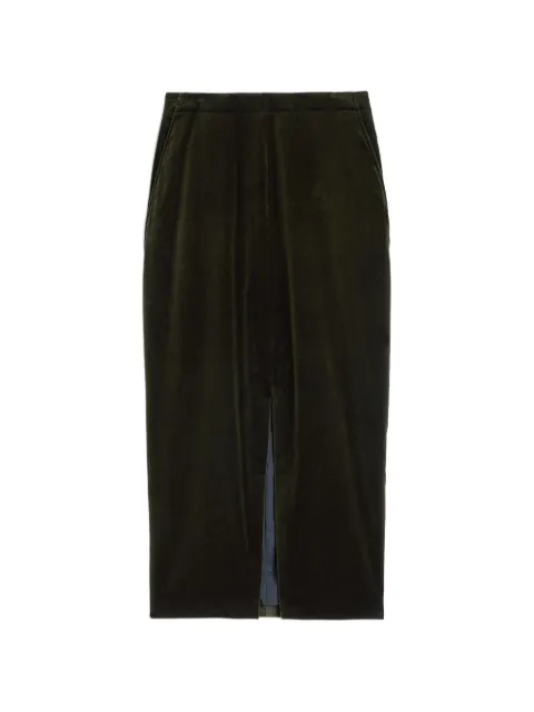 Jil Sander front-slit velvet midi skirt Green J02MA0389J45370