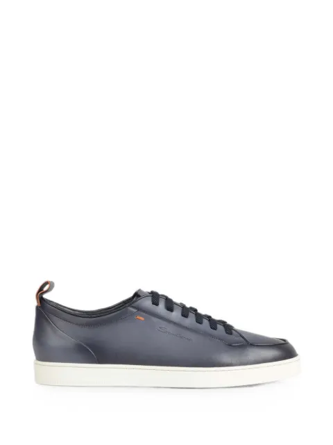 Santoni logo-debossed leather sneakers Blue MBNO22194TIRTAIB