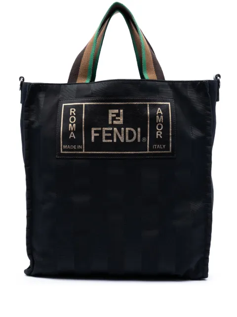 Fendi Pre-Owned 2010-2026 Pequin Nylon Roma Amor tote bag Black FNQJ7QI8U79M7C3D