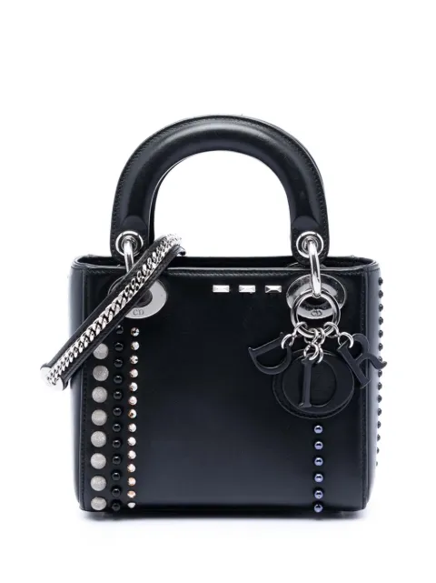 Christian Dior Pre-Owned 2015 Mini Lambskin Studded Crystal Pearl Lady Dior satchel Black 91I7KZDQI7ZY5NJT