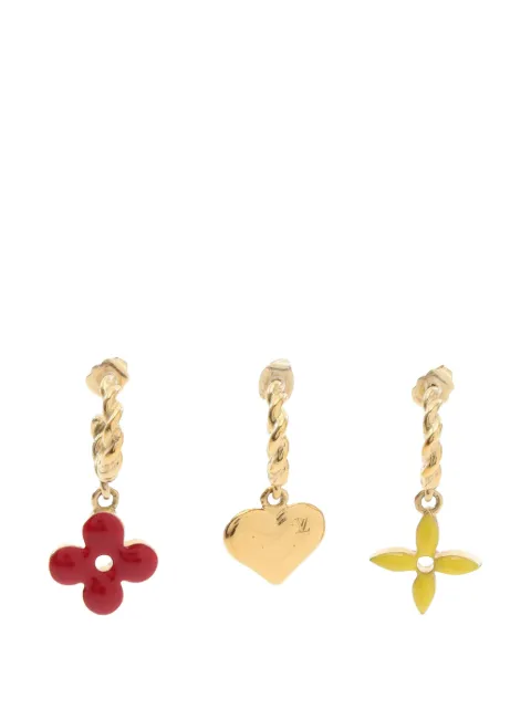 Louis Vuitton Pre-Owned 2000-2026 Gold Plated Enamel Sweet Monogram Set of 3 Drop Push Back Earrings costume earrings Gold 1IS8236ARGZF7LNT