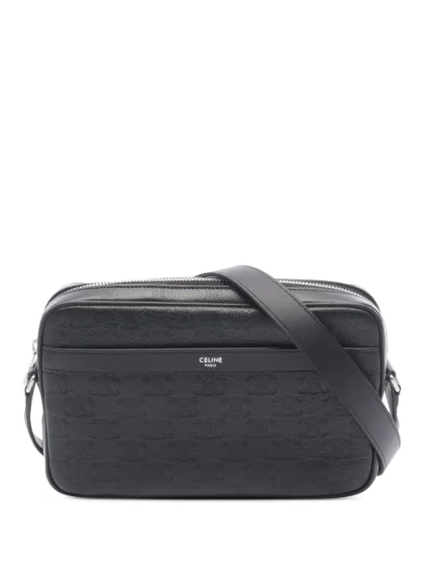 Celine Pre-Owned 2010-2026 Medium Triomphe Embossed Leather Messenger Bag crossbody bag Black Y78WDZSGTL6IRFEP