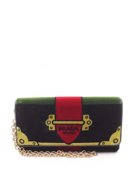 Prada Pre-Owned 2010-2026 Velvet cahier Wallet on Chain crossbody bag Black OAL9MKC4H7W17GZ3