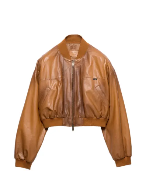 Prada cropped nappa leather jacket Brown 58A293SOOO19WL