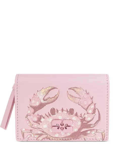 GANNI crab-print wallet Pink B301031811804