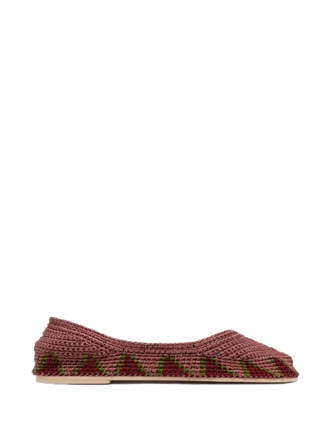 SLO_HAND_MADE crochet-knit pointed-toe ballet flats Pink CROCHETBALLET