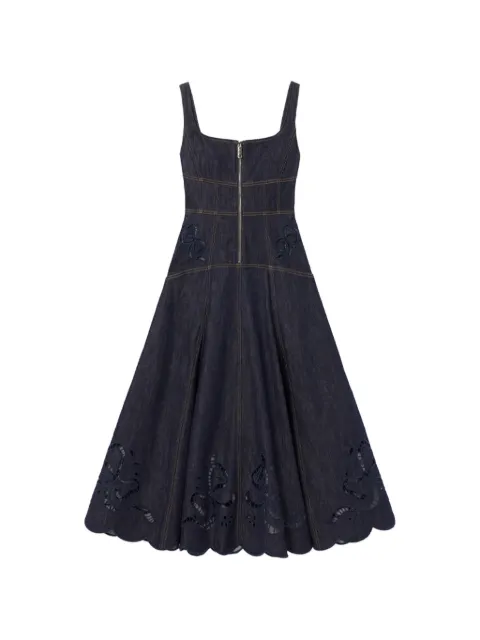 Self-Portrait broderie-anglaise flared-hem midi dress Blue PF26805MBL