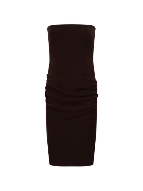 Alex Perry strapless draped mid-length dress Brown D1748