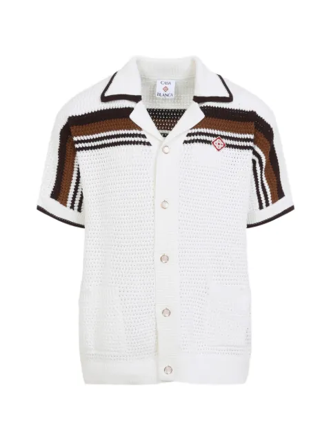 Casablanca crochet-knit striped shirt White MPF26KW93301