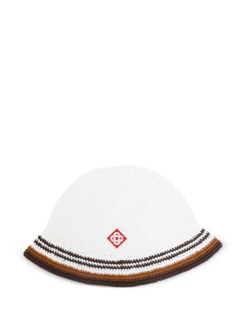 Casablanca crochet-knit striped bucket hat White APF26HAT12101