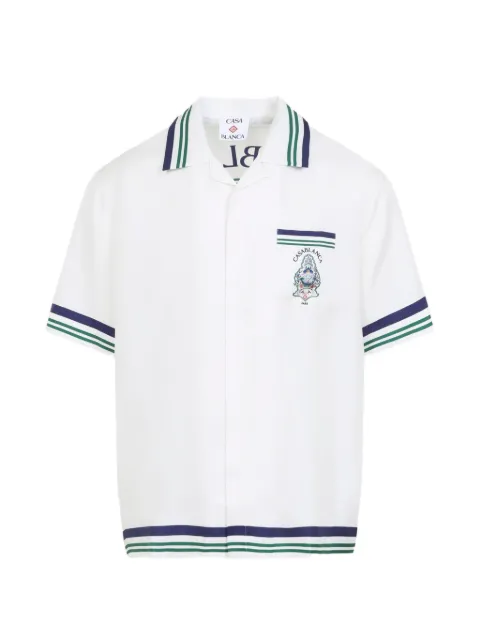 Casablanca Hotel Emblem short-sleeve silk shirt White MPF26SH00301