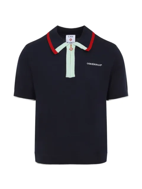 Casablanca zip-fastening logo-embroidered polo shirt Blue MPF26KW84601