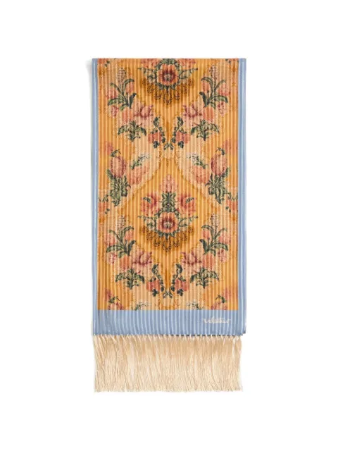 Valentino Garavani Après L'Hiver scarf in printed silk and lurex with fringes Yellow WET028GLK