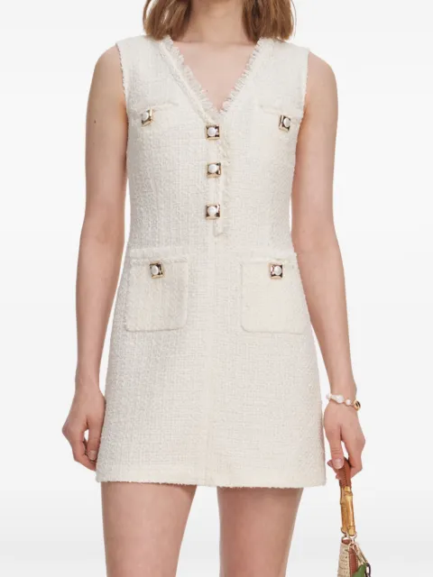 Self-Portrait bouclé frayed-edge mini dress Neutrals PF26005SC