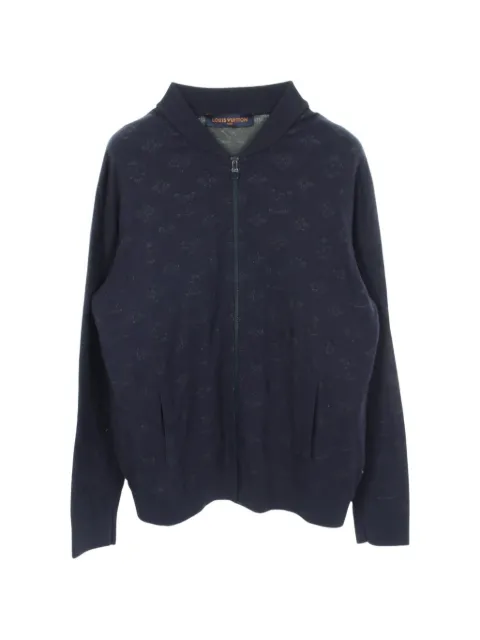 Louis Vuitton Pre-Owned 00s Monogram knitted bomber jacket Blue 1069675