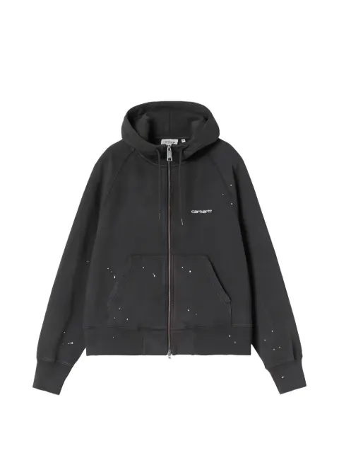 Carhartt WIP paint-splatter logo-print hoodie Grey I036842