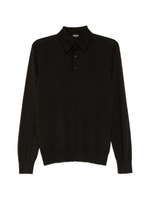 Zegna long-sleeve polo shirt Brown RUHJ00A3132M99001